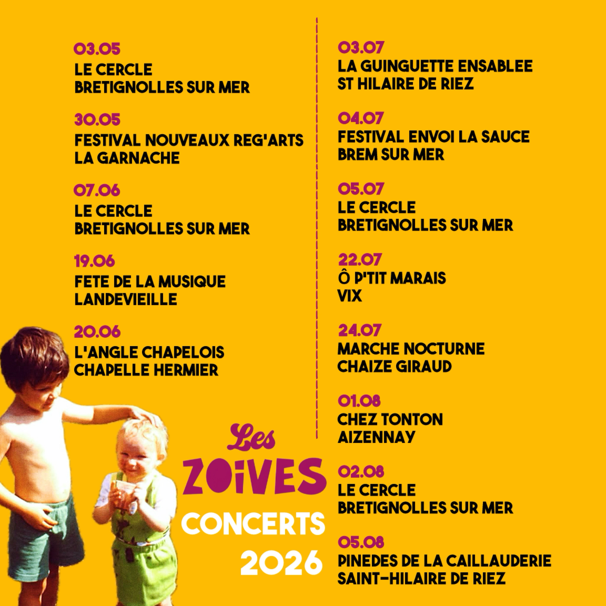 Concerts 2026 Les Zoives